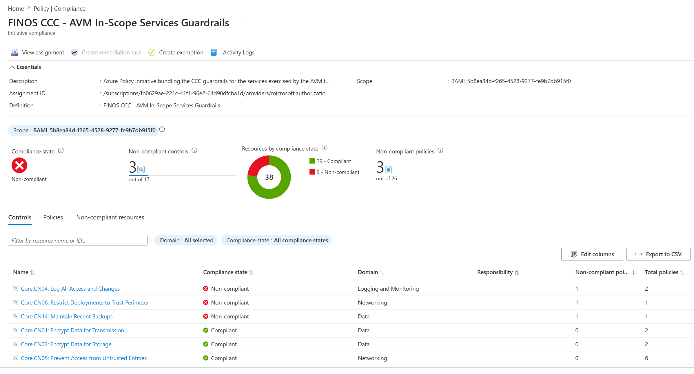 Azure Policy screenshot